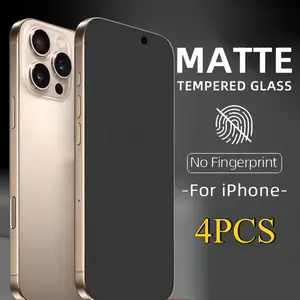 4-Pack Matte Tempered Glass Screen Protector For iPhone 16e 16 15 Pro Max 14 Plus 13 12 Mini 11 XR X XS Max 9H Hardness Upgrade Edge Protection Compatible Full Coverage Scratch & Impact Resistance