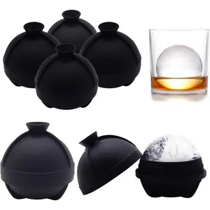Sphere Ice Molds - 6 Pack -  Ice Ball Molds with Built-in Funnel - Round Ice Cube Molds - Make 2.5 Inch Big Ice Sphere for  & , Grade and , Black