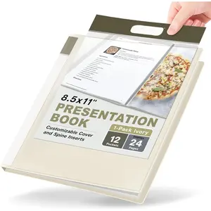 12-Pocket Presentation Binder with Plastic Sleeves (24 Viewable Pages), 8.5x11 Portfolio Folder, Top-Loading Sheet Protectors, Customizable Cover, Organizer for Photos, Recipes ()