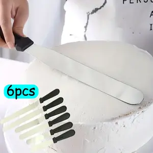 Icing Spatulas, Set of 6 Professional Cake Angled Offset Spatula with 6", 8", 10" Stainless Steel Blades - Thickened Frosting Knife with Plastic Handle for Cake Decorating, Pastry & Baking