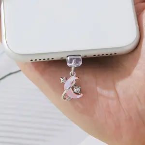 1-piece Girl's Ins-style Dreamy Planet & Moon Hanging Dust Plug Accessory, Phone Charm, Universal Phone Charging Port Dust Plug Decorative Hanging Accessory, Cute Cartoon Mobile Phone Hanging Dust Plug for Girls, Perfect Valentine's Day Gift