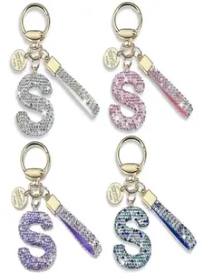 Sparkling Letter Keychain for Women Girls, Cute Backpack Car Key Accessory, Keychain for Bags, Shiny Adorable Jewelry Charm, Perfect Gift Idea