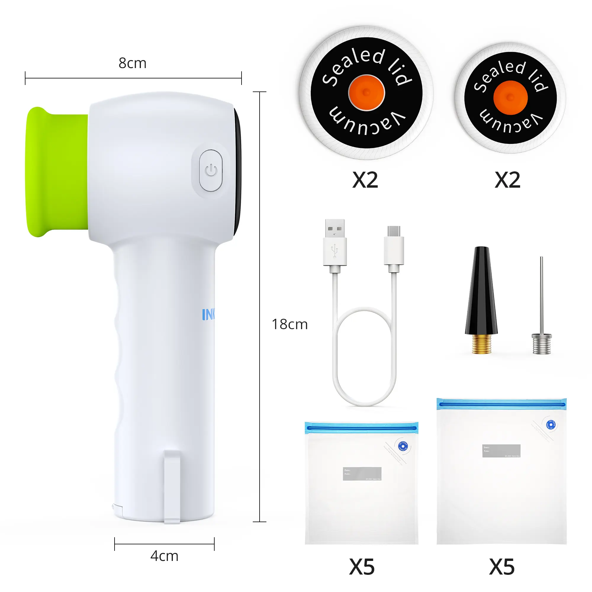 INKBIRD Handheld Portable Vacuum Sealer, comes with 10 reusable vacuum bags, features 60 kPa suction power and a USB-rechargeable battery, and meets a variety of sealing needs Multifunction- tiktokshopstockup