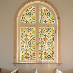 1pc 3D Rainbow Geometric Removable Window Stickers, Light Blocking UV Protection Privacy Film, Static Cling Glass Decals for Windows & Doors
