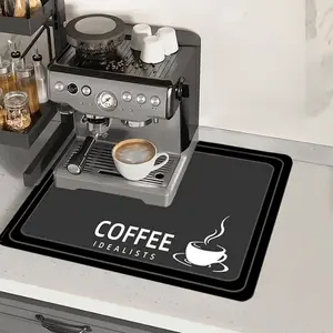Absorbent, Non-Slip Coffee-Themed Rubber Mat for Kitchen Countertops | Heat-Resistant, Washable - Ideal for Coffee Machines, Espresso Machines, and More, Countertop Protector, Modern Kitchen Accessory, Coffee Bar