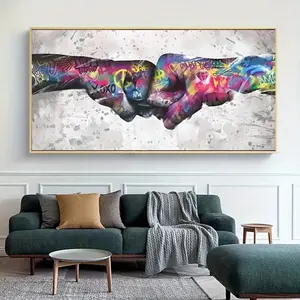 1pc Unframed Canvas Poster, Modern Art, Abstract Graffiti Fist Wall Art Picture, Ideal Gift For Bedroom Living Room Corridor, Wall Art, Wall Decor, Winter Decor, Room Decoration