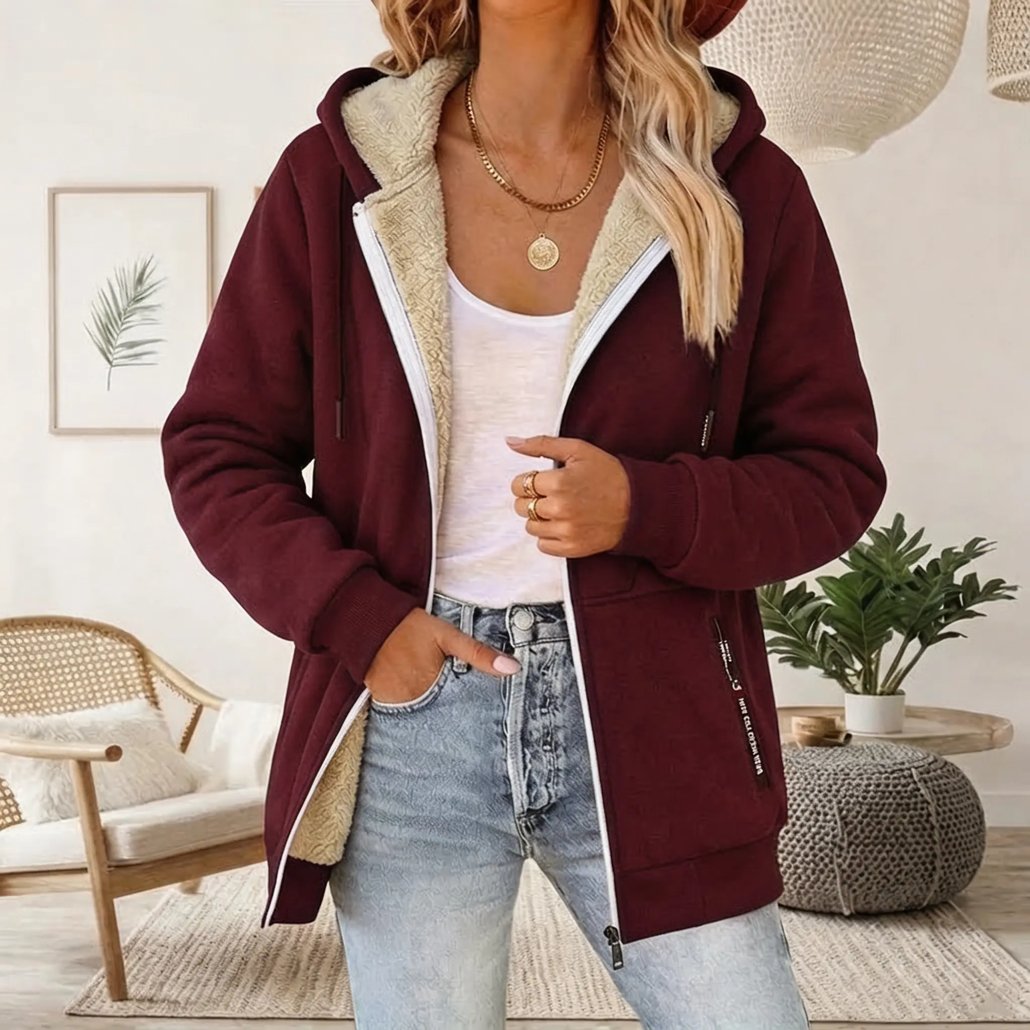 Autumn/Winter Thick Fleece Lined Cardigan – Casual Outerwear, Ultra Warm for Women, Stylish and Versatile Hooded Design, Available in Multiple Colors