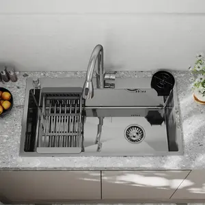 Stainless Steel Drop-in Kitchen Sink 16 Gauge Single Bowl Noise Reduction with Cutting Board & Accessories Quick Drainage Durable Design High Quality Material Large Capacity