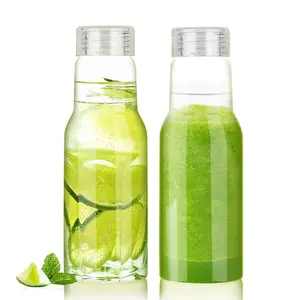 Glass Juice Bottles with Lids, Reusable Glass Juice Water Bottle Drinking Glasses Set for Juicing, Smoothies, Infused Water