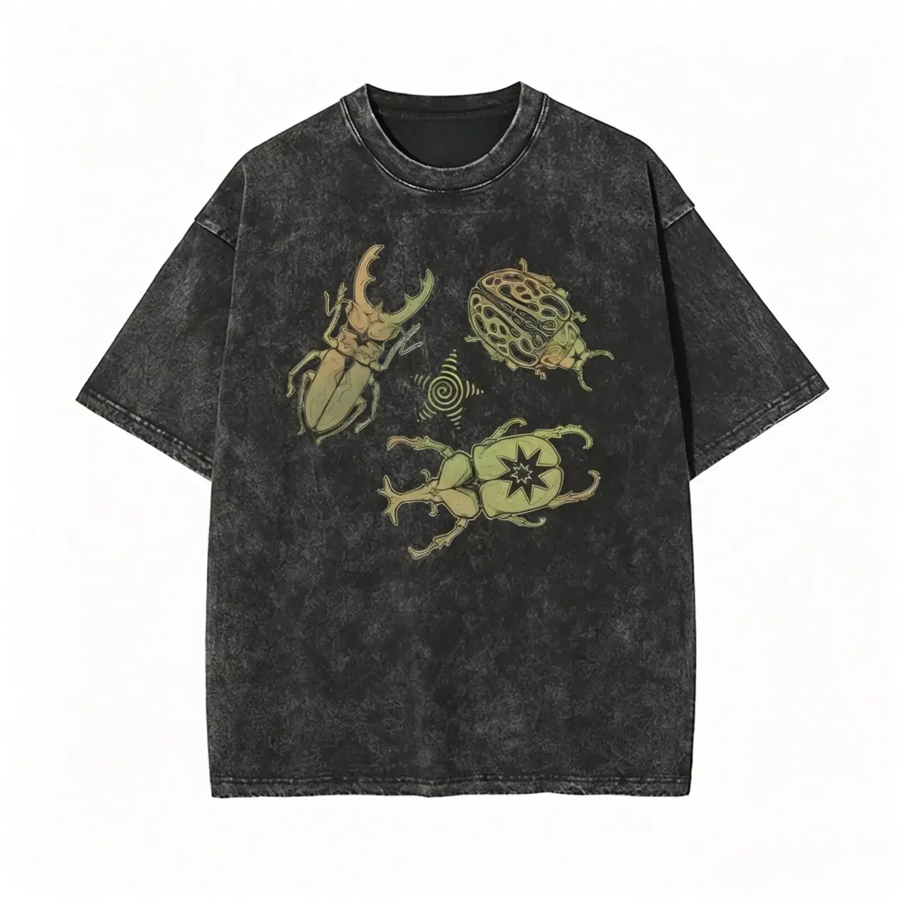 Washed Cotton T-Shirt with Retro Beetle Graphic | Unisex Oversize Vintage Streetwear Top, Super Soft & Pre-Shrunk, Tshirt, Shortsleeve, Fabric, Fashion, Oversized T Shirt