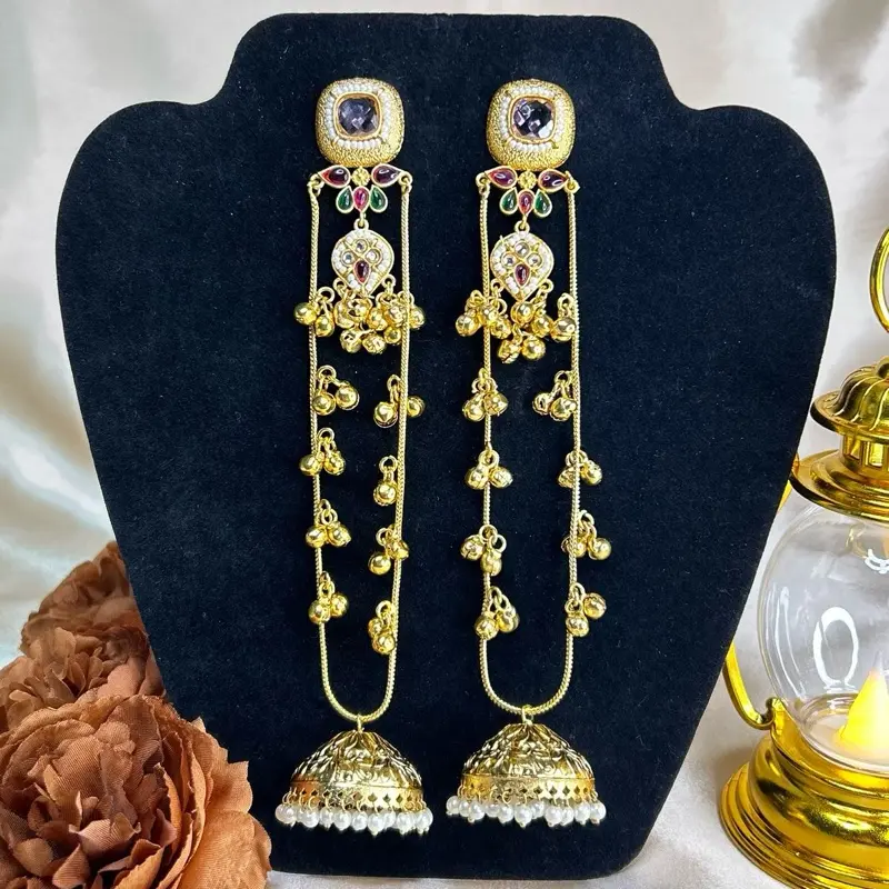 Gorgeous Lightweight Long Kashmiri Jhumka Earrings.