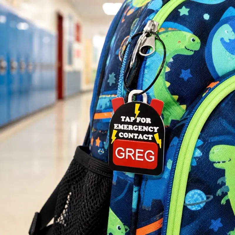 NFC Emergency Contact Backpack Tag