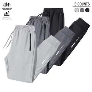3 Pack Men's Athletic Jogger Pants with Drawstring - Quick Dry & Comfortable for Workouts