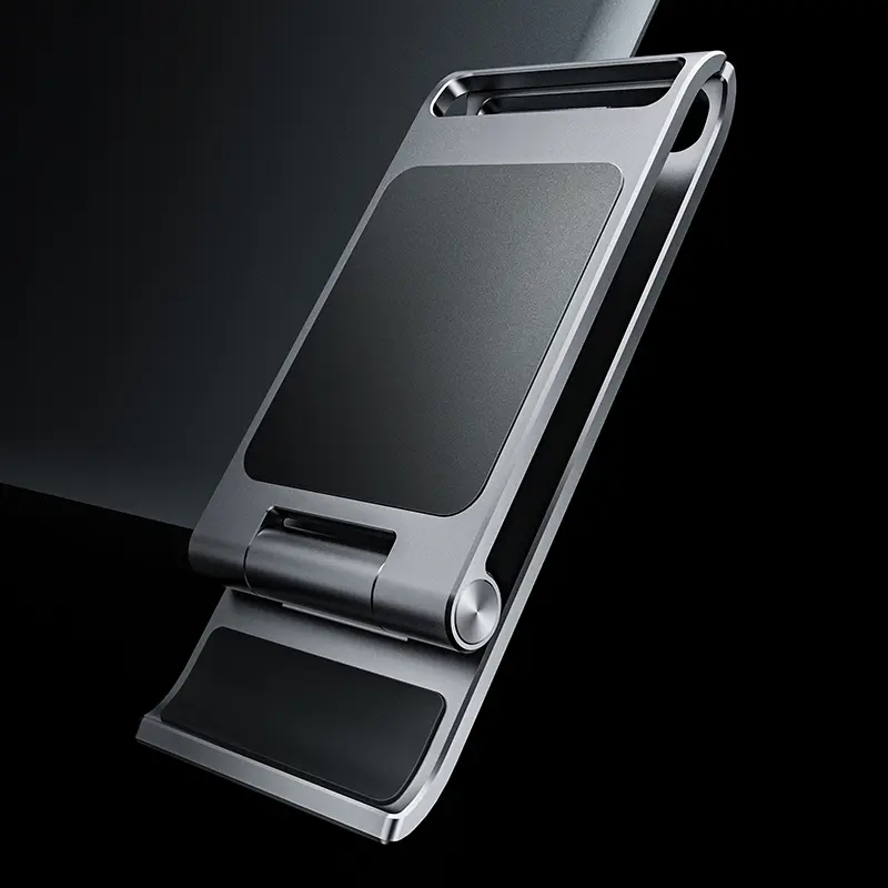 Metal Phone Holder Alloy Desktop Phone Holder Viewing Angles Adjustable Phone Stand Foldable Mobile Phone Holders Portable Tabletop Holder for Phones and Tablets Under 13 Inches