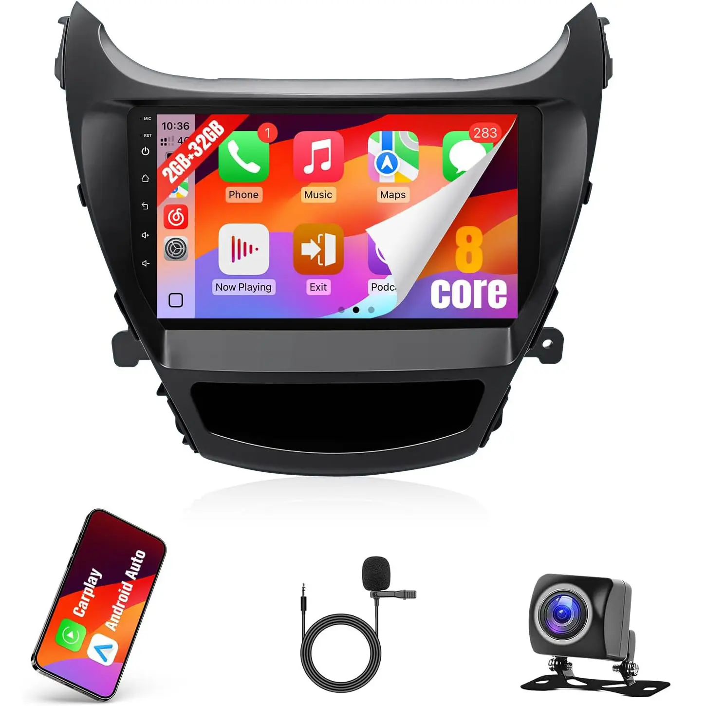 8Core Android Car Stereo for Hyundai Elantra 2014 2015 2016 | 9'' IPS Screen Radio for Hyundai Elantra with Wireless Carplay Android Auto Bluetooth WiFi GPS Backup Camera