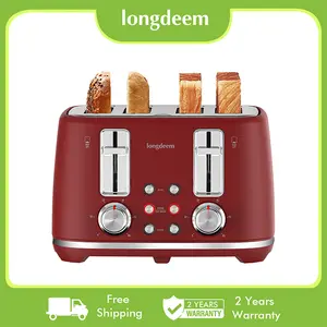 Retro 4Slice Toaster with Stainless Steel Wide Slots & Removable Crumb Tray, 6 Browning Options, Auto Shut Off & Frozen Function for Fruit Bread, Bagel, Waffle tostado rade pan whall toaster