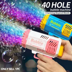 40 Hole Bubble Toys Launcher, Handheld Portable Electric Automatic Bubble Gun, Unisex Kid's Outdoor Summer Party Birthday Gift Toy