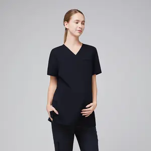 Zenir | Women's Maternity Scrub Top - Eco Navy