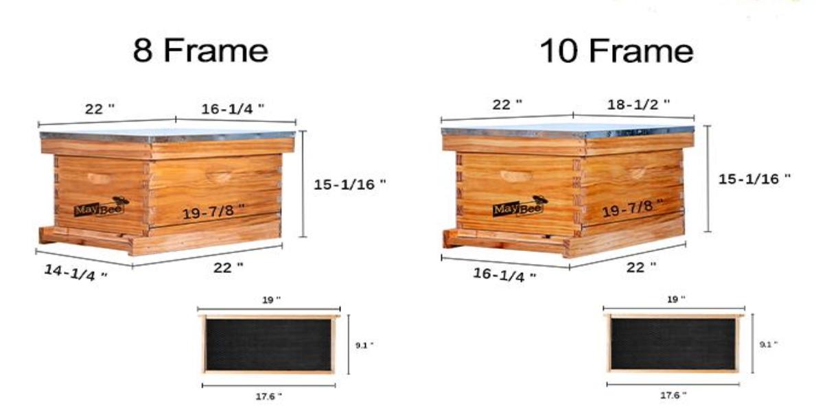 MayBee Hives 8/10 Frame Bee Hive Complete  Starter Kit Include 22 pcs Bee Hive Tools for Beginners Pro Beekeepers Beekeeping ,Wax Coated Langstroth Bee Box with 100% Beeswax Plastic Foundation,22 Bee Equipment :Wood Brush Safety Beekeeping Equipment