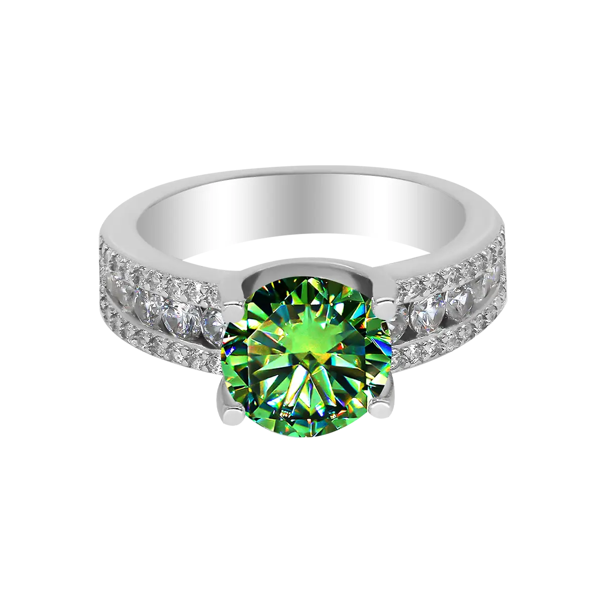 【401】"Deck the Hall" Paved Channel 3 Carat Synthetic Moissanite Ring – Luxury Wedding, Engagement, or Anniversary Gift