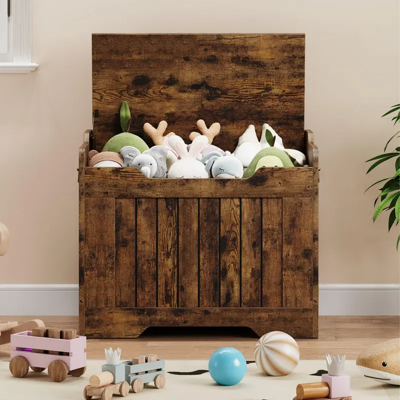 GARVEE 25"Farmhouse Storage Bench-Solid Wood Toy Chest with Safety Hinge, 350 lb Weight Capacity for Entryway & Bedroom