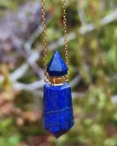 Lapis Lazuli Crystal Bottle Pendant with Necklace
