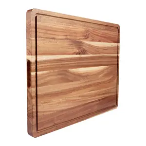 【GARVEE】Tablas de cortar de madera de acacia extra grandes para cocina, tabla de cortar de 24 x 18 pulgadas, tabla de cortar de queso reversible gruesa con asas laterales y ranuras para jugo