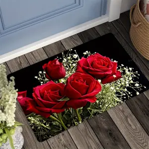 Red Rose Kitchen Mat, Wear-Resistant, Beautifying, Suitable for Kitchen, Living Room, Porch, Balcony, And Home Decor