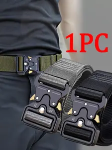 Men's Canvas Woven Belt with Square Plastic Buckle, Comfortable Durable Breathable Fashion Waistband for Outdoor Sports and Work Pants