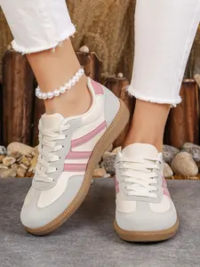 Women's Fashion Sports Shoes, Versatile Walking Shoes, Low Cut Shoes, Comfortable Low Top Walking Sneakers for All Seasons, Stylish Patchwork Design with Anti-Slip Sole