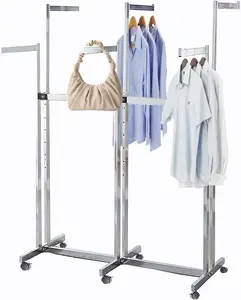 Floor Standing Metal Garment Rack - Heavy Retail Display Racks With Wheels, 6 Arms Clothing Rack, Square Tubing Portable Shirt Racks, Merchandise Display For Hanging Clothes ()