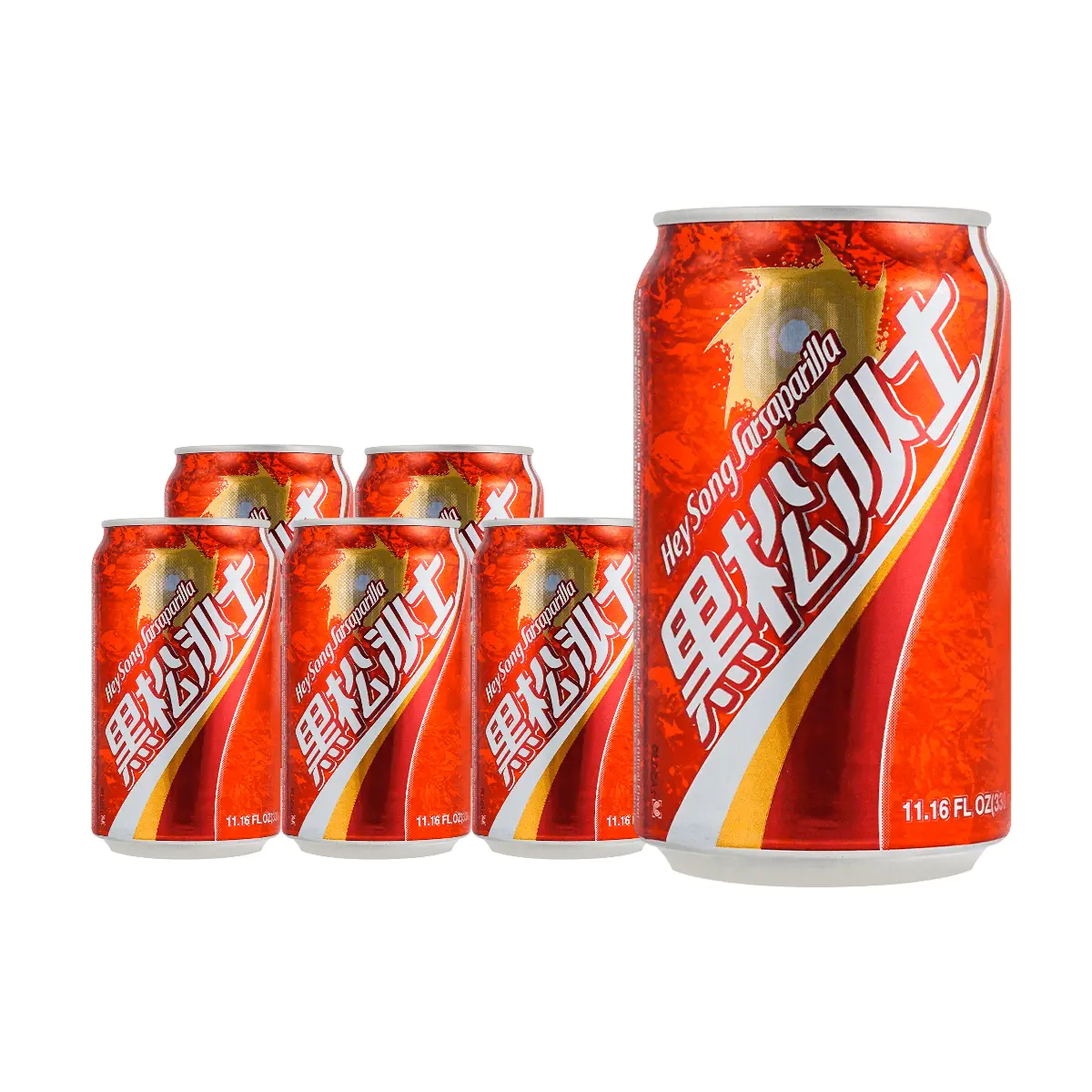 6 Pack Taiwan HEYSONG Sarsaparilla Soda 11.2 fl oz Each - Classic Taiwanese Root Beer Carbonated Drink