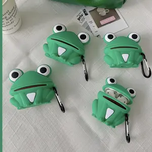 For AirPods 4 3 2 1 Pro Pro2 Earphone Case 3D Frog Cartoon Silicone Protective Headphone Box With Pendant Cover