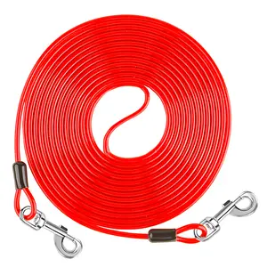 Dog Tie Out Cable, 10FT/15FT/25FT/70/FT/30FT Runner for Yard Steel Wire Cable with Durable Superior Clips Blue Chains for Outside Dog Lead for Large Up to 350 Lbs