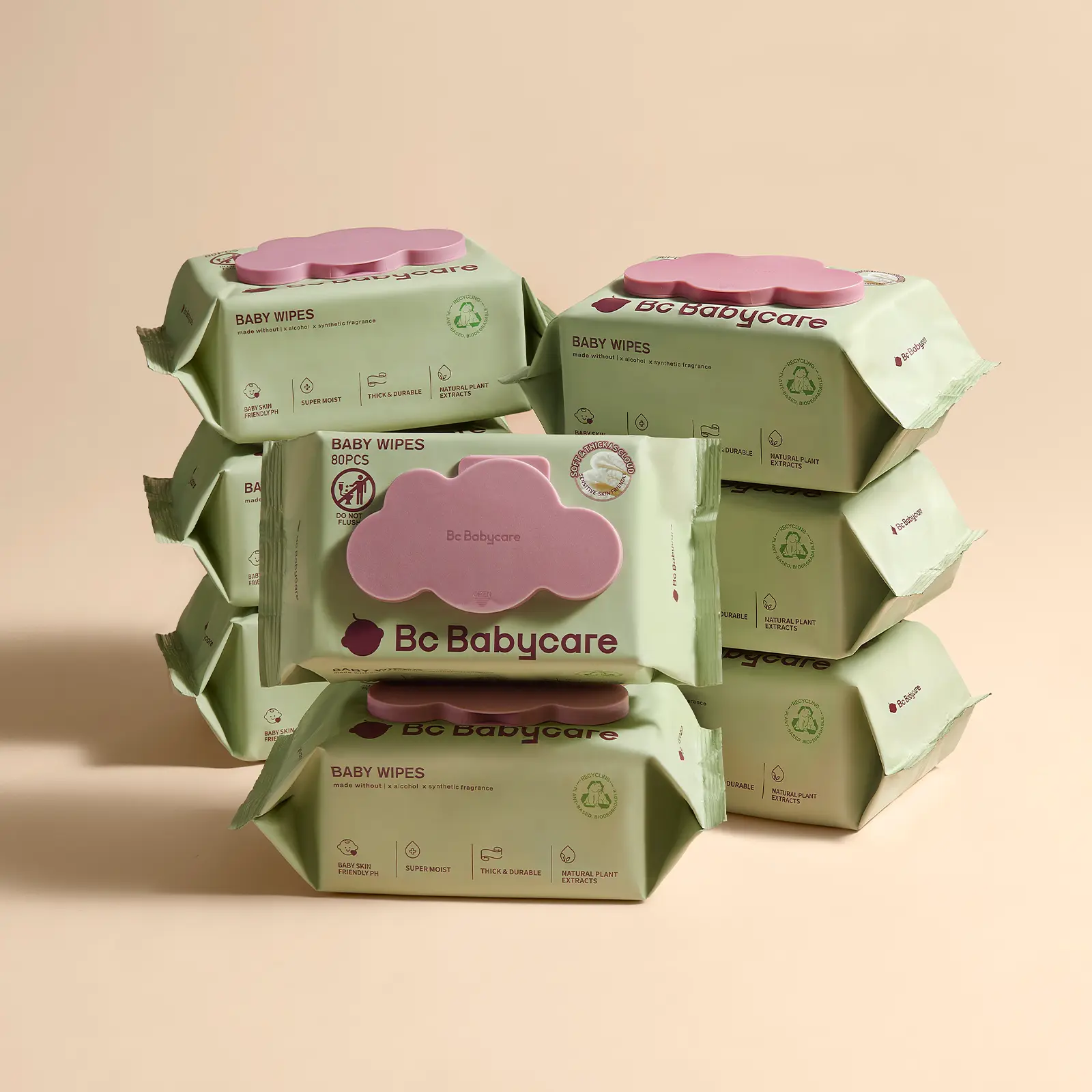 Bc Babycare Cloud Moist Baby Wipes, Cleansing and Moisturizing 2-in-1, 100% Biodegradable & Plant-Based, Safe for Baby