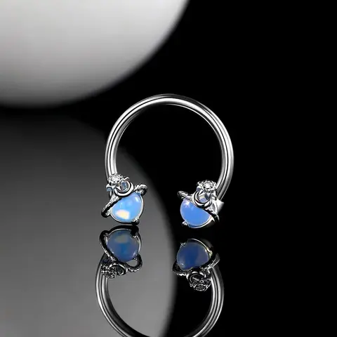 OUFER 16G 316L Steel Planet Charm Horseshoe Septum Ring - Space Astronomy Jewelry for Septum and Conch Piercings, Crafted with Precision Unisex Nose Ring Body Jewelry