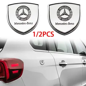 1/2pcs 3D Metal Car Side Fender Trunk Emblem Badge Decoration Stickers For Mercedes Benz AMG A/B/C/E/S Class W204 W205 W203 W206 W211 W212 W213 W201 W210 W220 W221 W222 W223 W251 GLC GLK CLA
