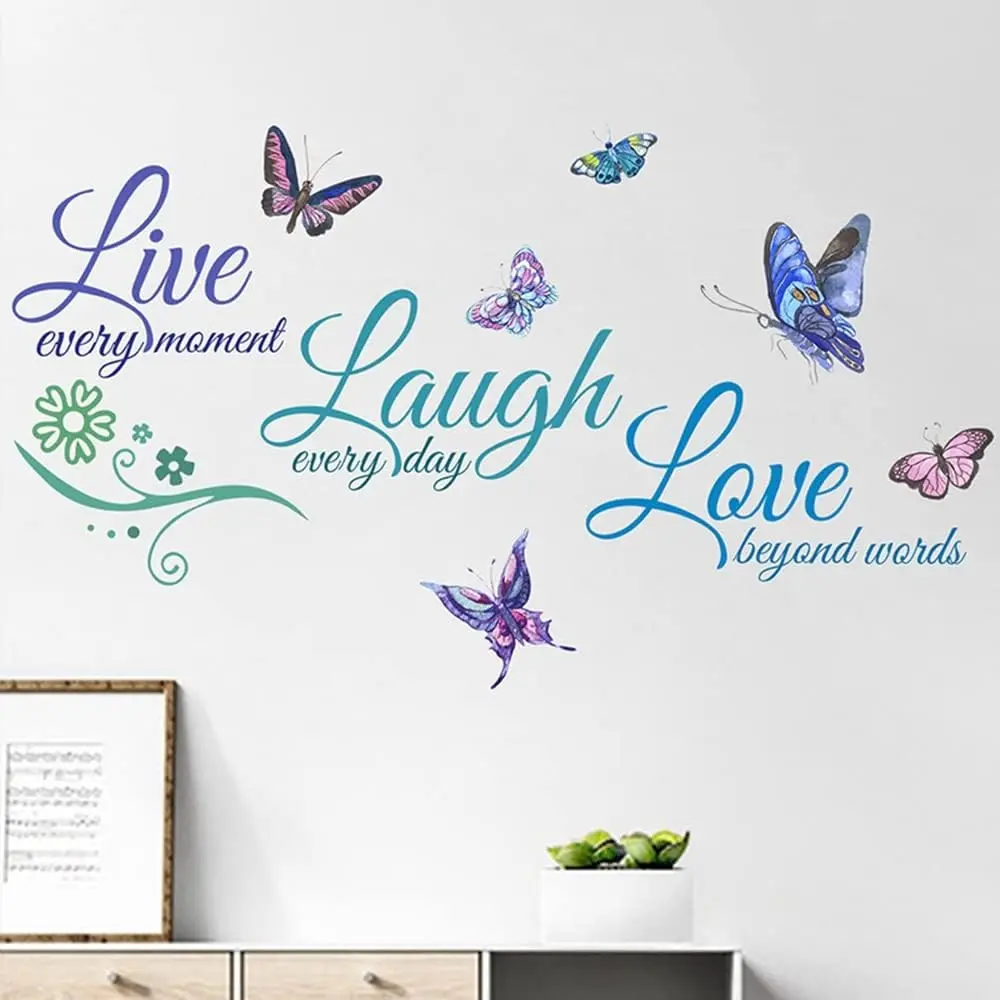 Life Love Laugh 3-Piece Wall Stickers, Decorative Stickers, Inspirational Home Decor, Ideal for Living Rooms, Libraries, Classrooms, Motivational Wall Art