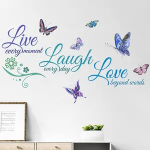 Life Love Laugh 3-Piece Wall Stickers, Decorative Stickers, Inspirational Home Decor, Ideal for Living Rooms, Libraries, Classrooms, Motivational Wall Art