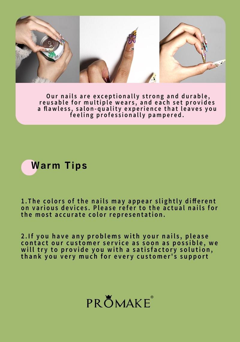 Promake Nail Treasure Clearance-  Selected Press-On Nail Styles at Super | Final Sale-  Luxury Handmade Press on Nails- Unique Design-High Quality Nails