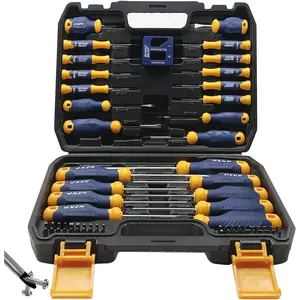 Set 66-, S2- Alloy Tool Steel, Includes Slotted/Phillips/Torx Mini Precision , Replaceable  Bits With Sturdy tool box