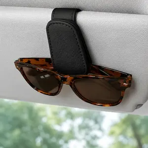Magnetic Leather Sunglass Holder for Car Visor, Universal Visor Sunglasses Holder Clip Car Accessories ,1 Count Auto Eyeglasses Holder, Vehicle Interior Accessories,