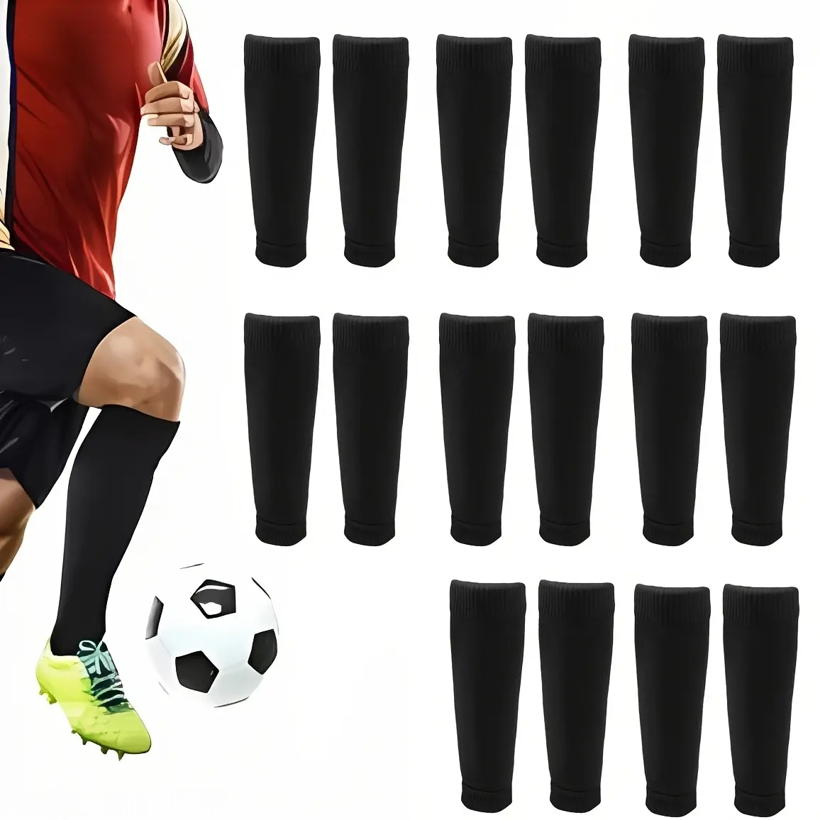 Men's Soccer Shin Guard Socks, Sturdy Knee-High Leg Sleeves in Breathable Mesh Nylon, Elastic Fit for Soccer & Rugby, Sportsball, Great For Soccer And Rugby