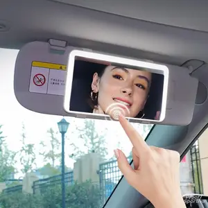 Car Sun Visor Vanity Mirror with Lights, Rechargeable Car Makeup Mirror Accessories, Birthday Gifts for Women Girl, 3 Light Modes, Dimmable Touch Led Screen, Universal for Car Truck