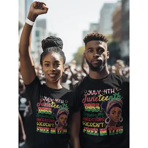 Juneteenth Melanin Women T Shirt Because My Ancestors Weren’t Free in 1776 T-Shirt Afrocentric Black History African Tee, Couple Shirts