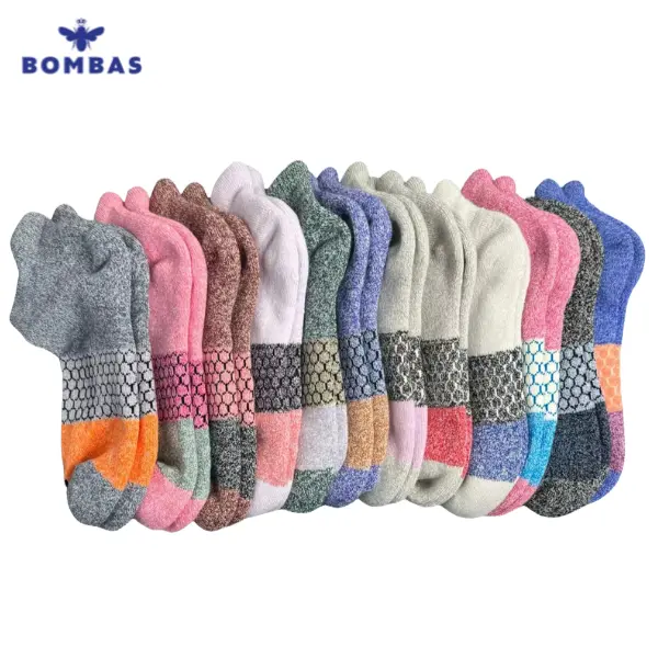 Pack 2/3/5 Bombas Ankle Socks for Women & Men – Soft Cotton Blend, Cushioned Support, Seamless Toe, Blister Tab, Honeycomb Arch Fit, Everyday Running & Walking Comfort, Sizes S/M/L