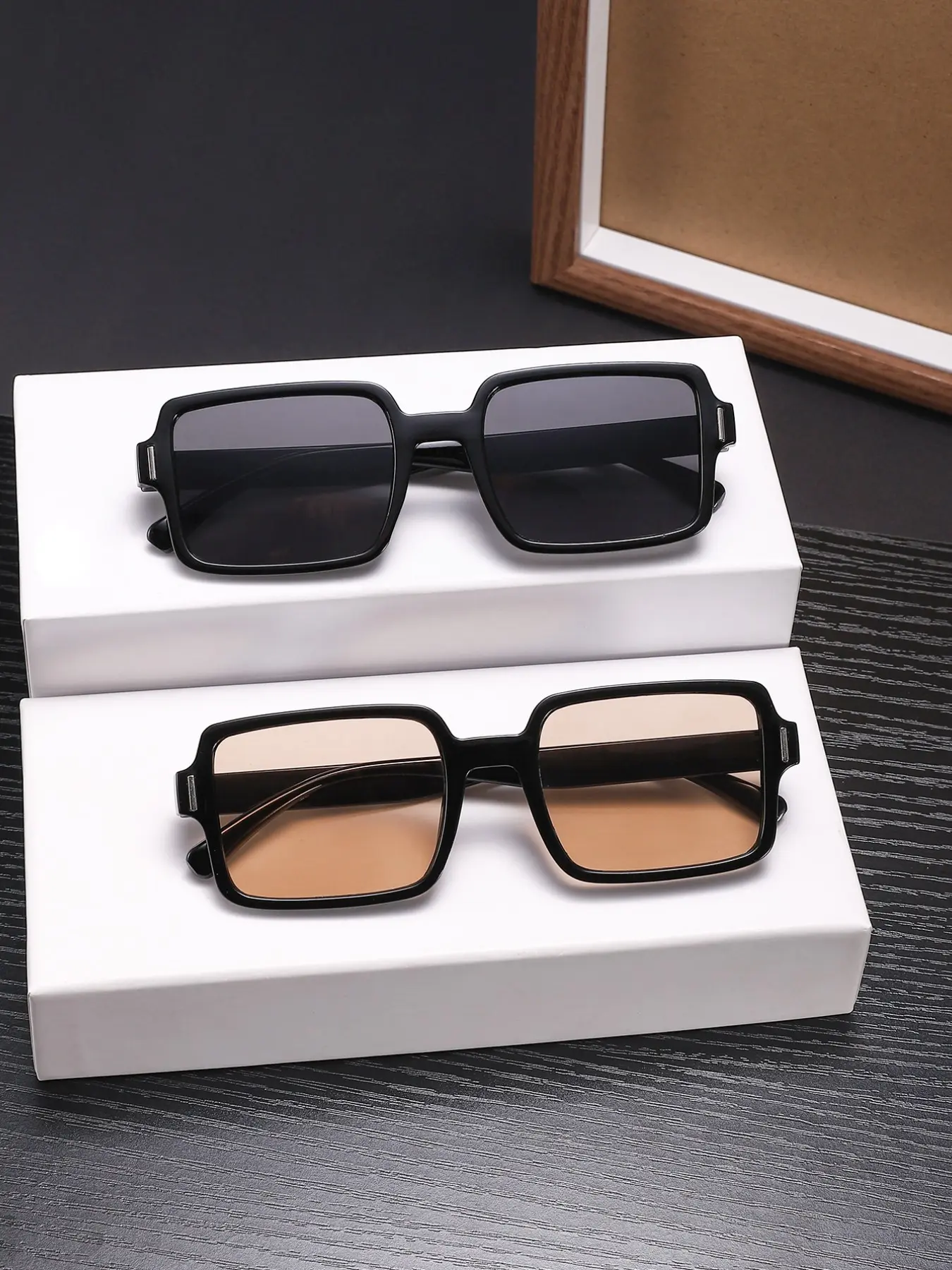Men's Fashion Casual Square Sunglasses, Colorful Lenses, Retro Design, Trendy Vintage Sunglasses for Daily Wear, Photography, Travel, Beach, All Seasons, Square Frame Sunglasses