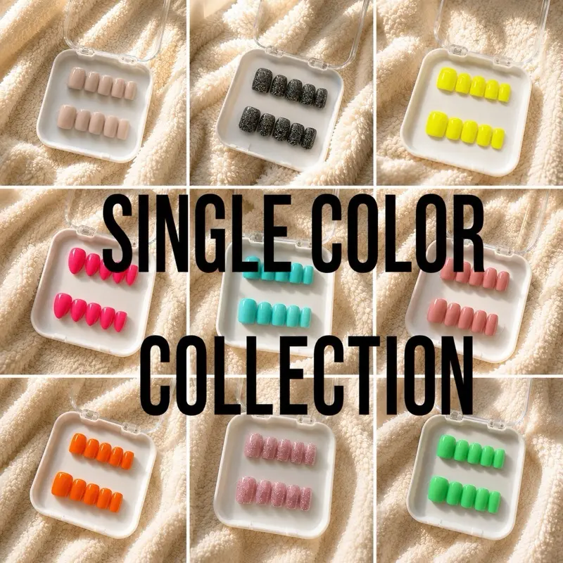 Female Cute Press-On Nails, Single-Color Simple Edition, Everyday Casual Date Gift for Her