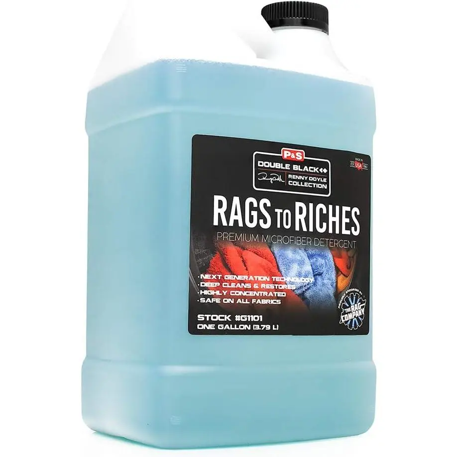 P&S Professional Detail Products Rags to Riches Premium Microfiber Detergent for Household Items, Deep Cleans & Restores, Safe on All Fabrics, Highly Concentrated, Next-Gen Cleaning Tech (1 Gal)