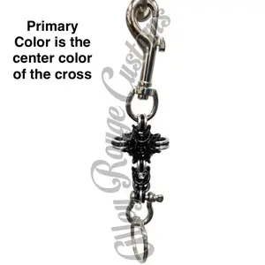 Byzantine Weave Cross Metal Keychain Handcrafted.